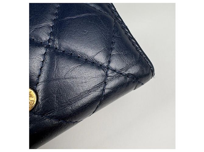 Chanel Navy Tri-fold Geldbörse Marineblau - Ansicht 3