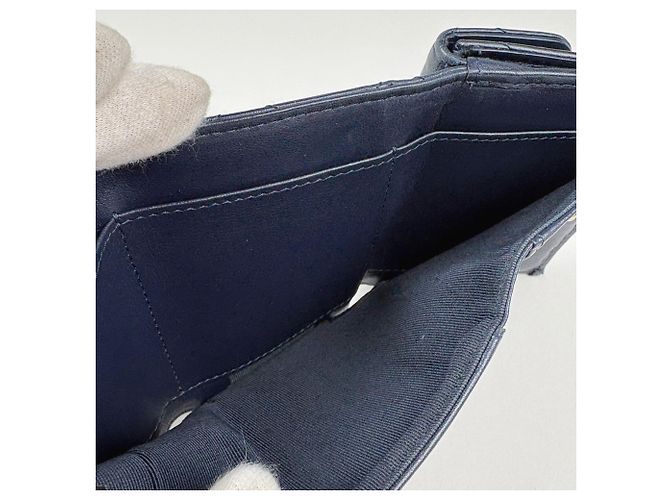 Chanel Navy Tri-fold Geldbörse Marineblau - Ansicht 4