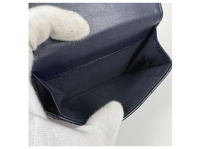 Chanel Navy Tri-fold Geldbörse Marineblau - Ansicht 5