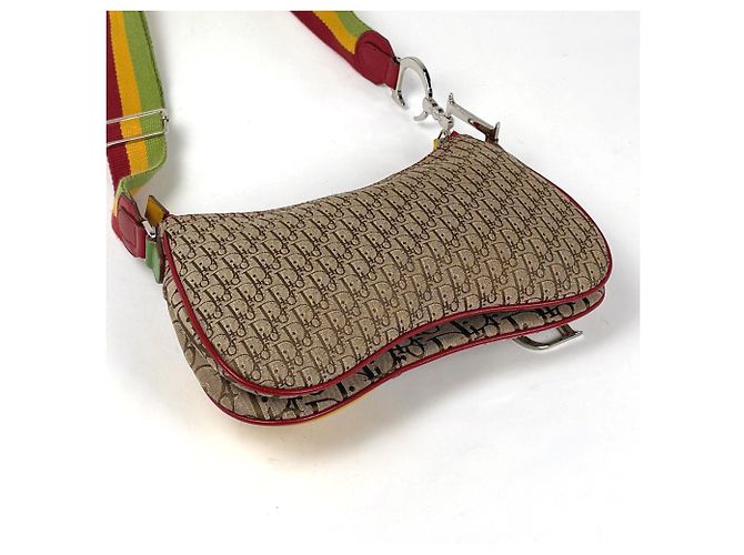 Borsa a tracolla Christian Dior con motivo Rasta Trotter Marrone Multicolore - vista 2