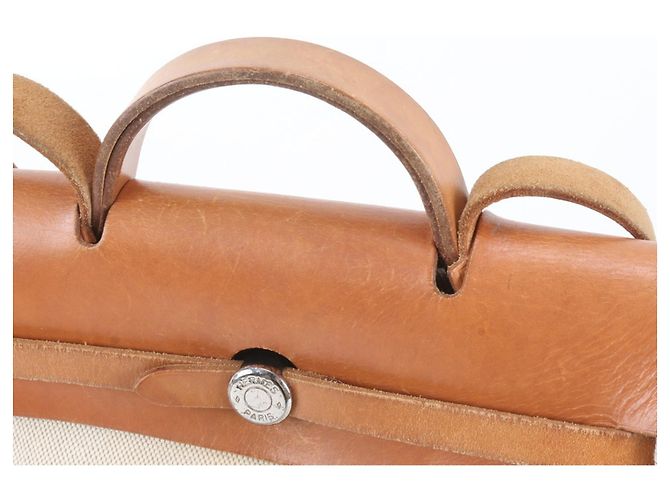 Herbag Hermès Borsa a tracolla Hermes Her Bag PM in pelle Beige Cammello - vista 2