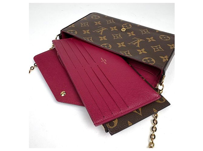 Pochette Félicie Borsa a tracolla Louis Vuitton Monogram Pochette Felicie Marrone Fuschia - vista 5