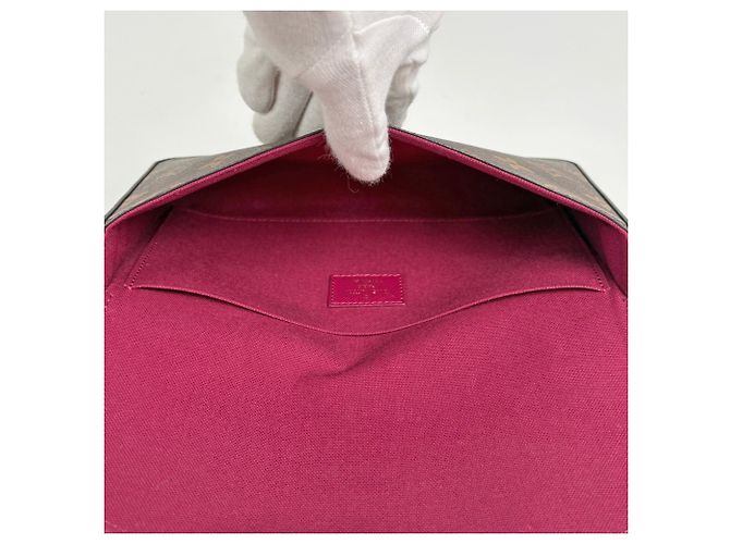 Pochette Félicie Borsa a tracolla Louis Vuitton Monogram Pochette Felicie Marrone Fuschia - vista 8
