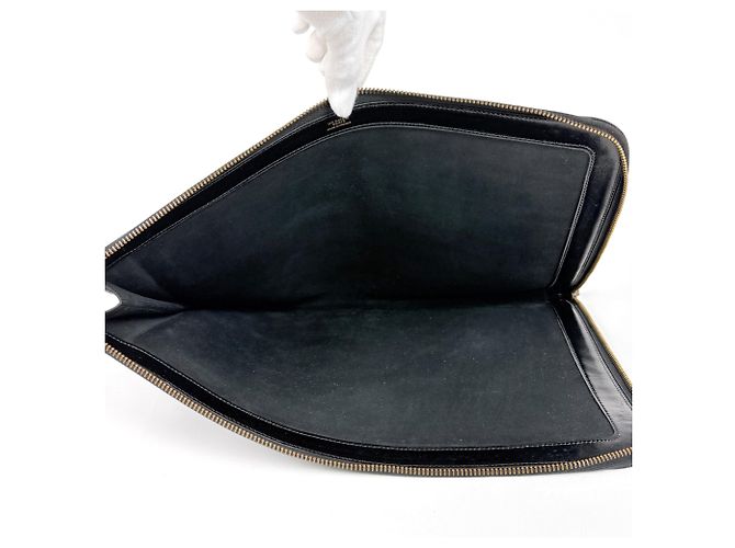 Hermès Hermes HERMES Computer-Clutch mit Reißverschluss Schwarz - Ansicht 7