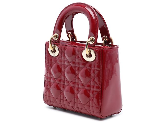 Dior Red Mini Patent Cannage Lady Dior Rosso Bordò - vista 2