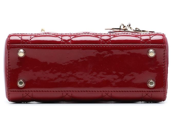 Dior Red Mini Patent Cannage Lady Dior Rosso Bordò - vista 3
