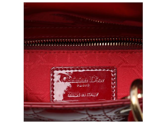 Dior Red Mini Patent Cannage Lady Dior Rosso Bordò - vista 5