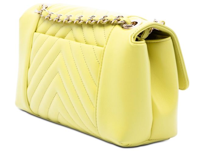 Chanel Yellow Small Quilted Calfskin Daily Chevron Flap Giallo - vista 2