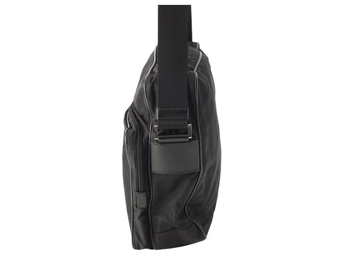 Prada Black Saffiano Trimmed Tessuto Zip Top Crossbody - view 13