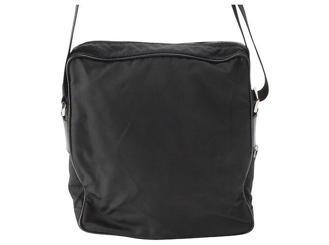 Prada Black Saffiano Trimmed Tessuto Zip Top Crossbody - view 2