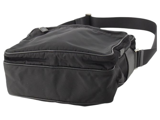Prada Black Saffiano Trimmed Tessuto Zip Top Crossbody - view 3