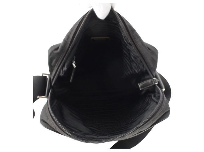Prada Black Saffiano Trimmed Tessuto Zip Top Crossbody - view 4