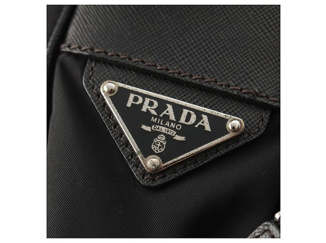 Prada Black Saffiano Trimmed Tessuto Zip Top Crossbody - view 6