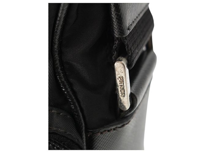Prada Black Saffiano Trimmed Tessuto Zip Top Crossbody - view 7