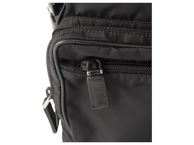 Prada Black Saffiano Trimmed Tessuto Zip Top Crossbody - view 8