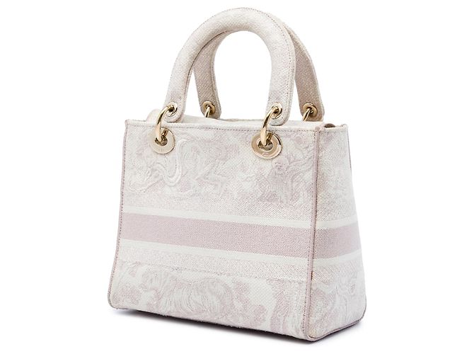 Dior Pink Medium Embroidered Canvas Toile De Jouy Lady D Lite Rosa - vista 2