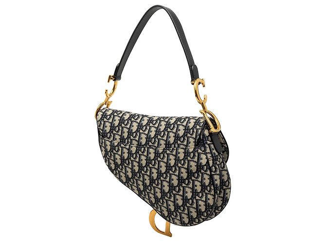 Borsa Saddle Dior in tela Oblique blu - vista 2