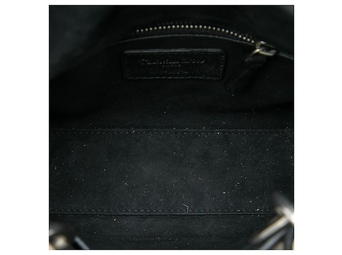 Dior Mini Lady Dior in vitello Cannage nero con borchie a fiore - vista 4