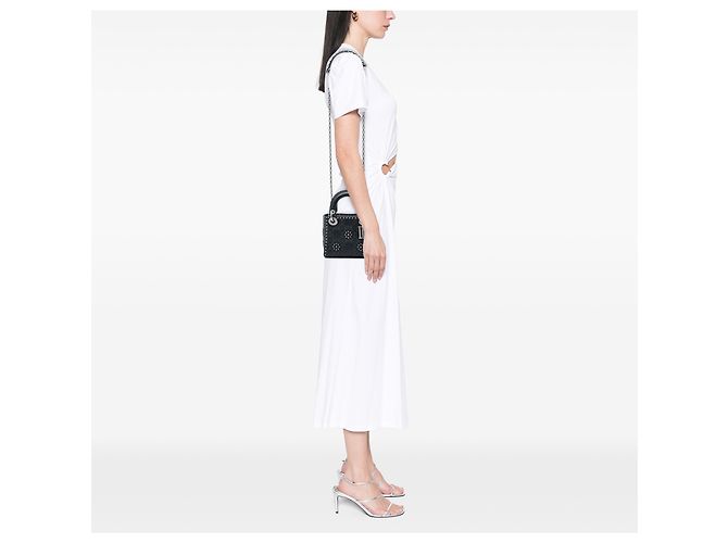 Dior Mini Lady Dior in vitello Cannage nero con borchie a fiore - vista 5