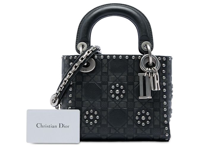 Dior Mini Lady Dior in vitello Cannage nero con borchie a fiore - vista 6