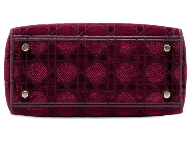 Dior Red Medium Embroidered Velvet Cannage Lady D Lite Rosso Bordò - vista 3