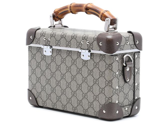 Borsa Vanity Gucci Beige GG Supreme Bamboo - vista 2