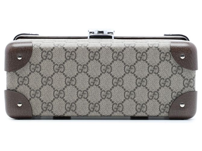 Borsa Vanity Gucci Beige GG Supreme Bamboo - vista 3