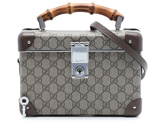 Borsa Vanity Gucci Beige GG Supreme Bamboo - vista 7