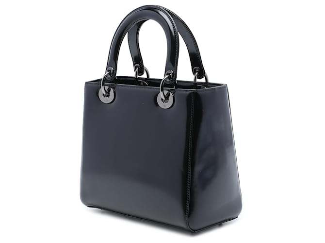 Dior Black Medium Patent Lady Dior Nero - vista 2