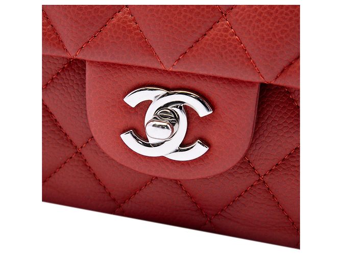 Chanel Red Medium Classic Caviar Double Flap Rosso - vista 5