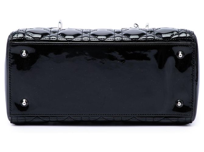 Dior Black Medium Patent Cannage Lady Dior Nero - vista 3