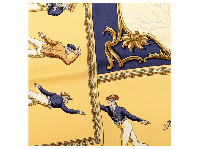 Foulard in seta Hermès Beige Les Plaisirs du Froid 90 - vista 5