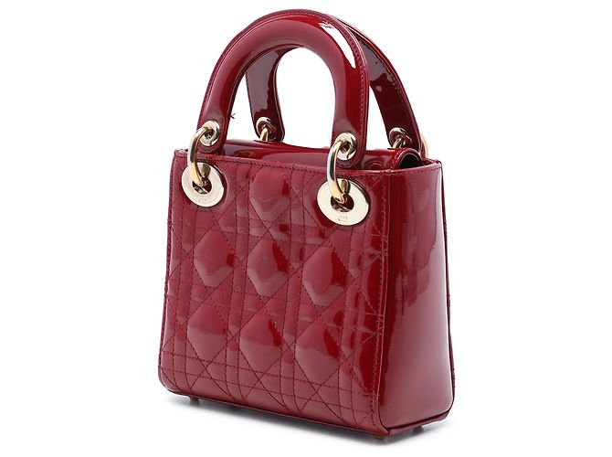 Dior Red Mini Patent Cannage Lady Dior Rosso Bordò - vista 2