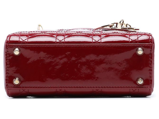 Dior Red Mini Patent Cannage Lady Dior Rosso Bordò - vista 3