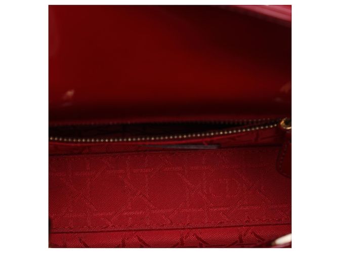 Dior Red Mini Patent Cannage Lady Dior Rosso Bordò - vista 4
