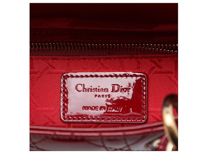 Dior Red Mini Patent Cannage Lady Dior Rosso Bordò - vista 5