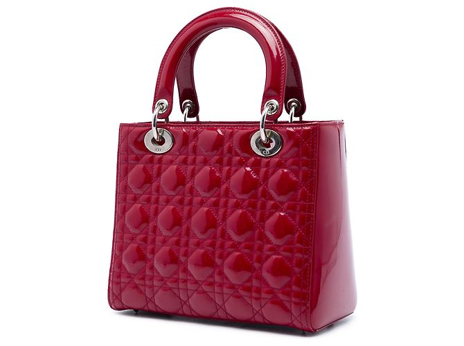 Dior Red Medium Patent Cannage Lady Dior Rosso Bordò - vista 2