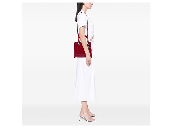Dior Red Medium Patent Cannage Lady Dior Rosso Bordò - vista 5