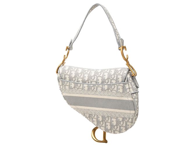 Dior Gray Oblique bestickte Canvas Saddle Bag Braun - Ansicht 2
