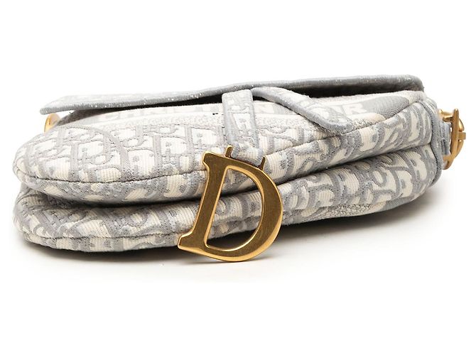 Dior Gray Oblique bestickte Canvas Saddle Bag Braun - Ansicht 3