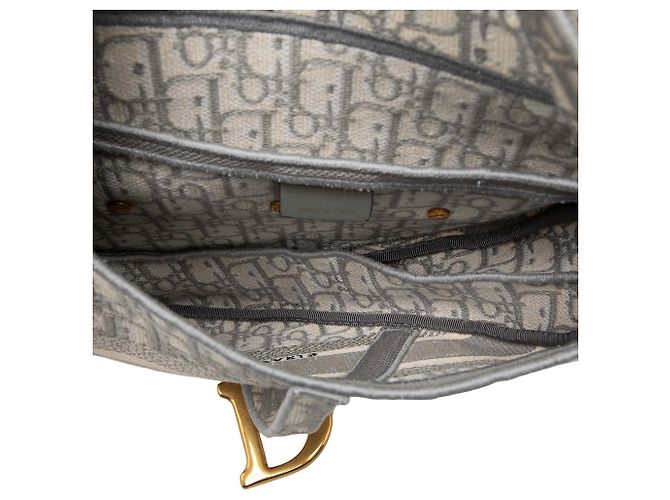 Dior Gray Oblique bestickte Canvas Saddle Bag Braun - Ansicht 4
