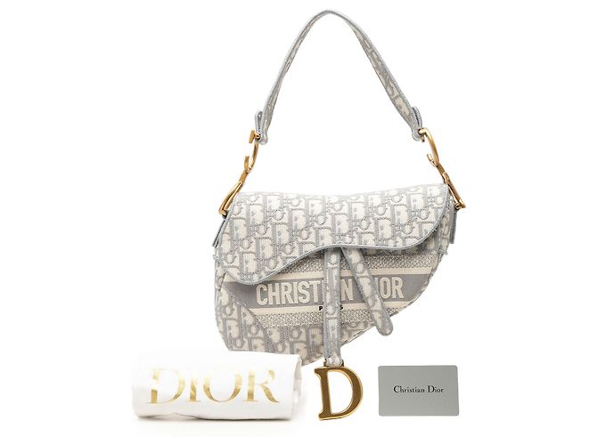 Dior Gray Oblique bestickte Canvas Saddle Bag Braun - Ansicht 7