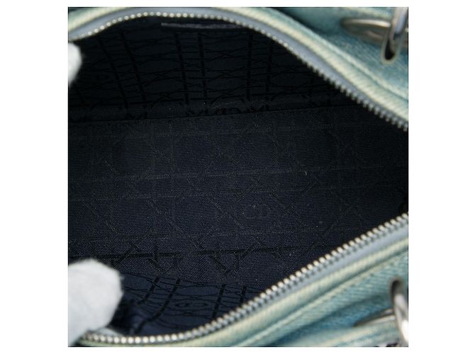Dior Blue Medium Denim Cannage Acrylic Handles Lady Dior - vista 4