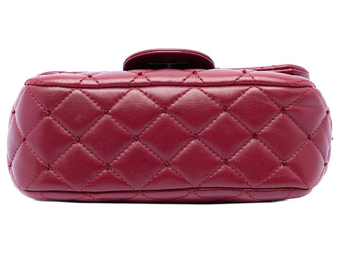 Chanel Red Extra Mini Rectangular Classic Lambskin Single Flap Rosso Bordò - vista 3