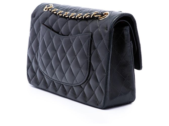 Chanel Black Medium Classic Lambskin Double Flap Schwarz - Ansicht 2