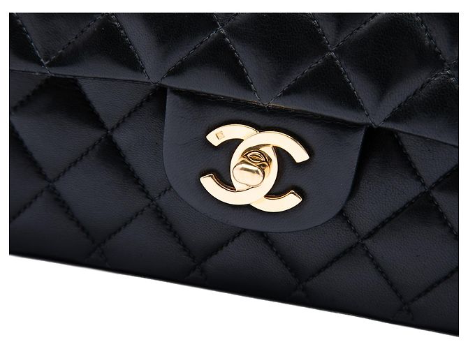 Chanel Black Medium Classic Lambskin Double Flap Schwarz - Ansicht 5