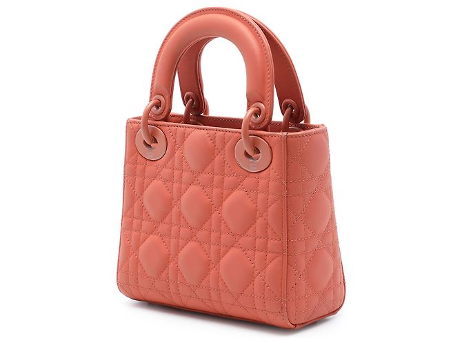 Dior Orange Mini Ultra Matte Calfskin Cannage Lady Dior Arancione - vista 2