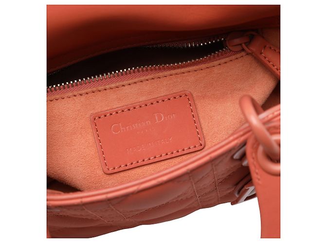 Dior Orange Mini Ultra Matte Calfskin Cannage Lady Dior Arancione - vista 5