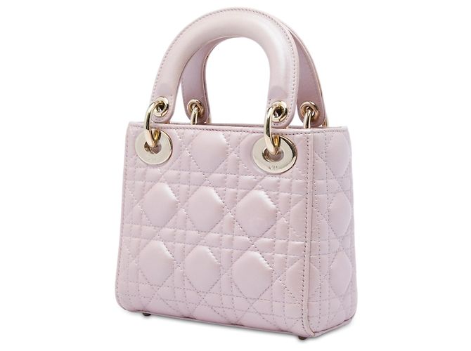 Dior Pink Mini Iridescent Lambskin Cannage Lady Dior Rosa - vista 2