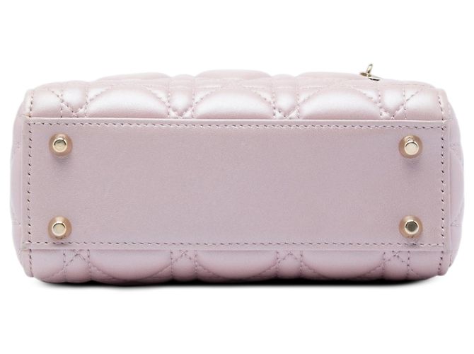 Dior Pink Mini Iridescent Lambskin Cannage Lady Dior Rosa - vista 3